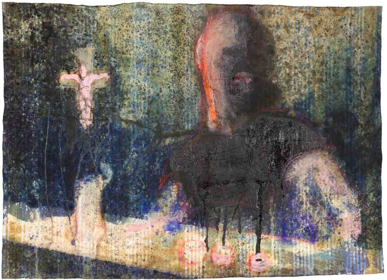 Chiara Lera - La Bata II, 67 x 94 cm, tecnica mista su tela di materasso, 2012