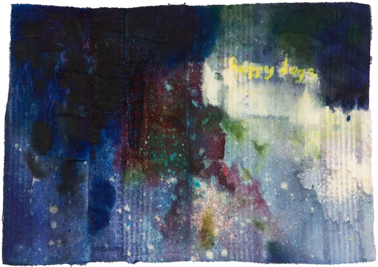Chiara Lera - Happy days, 32,5 x 46,5 cm, tecnica mista su tela di materasso, 2012