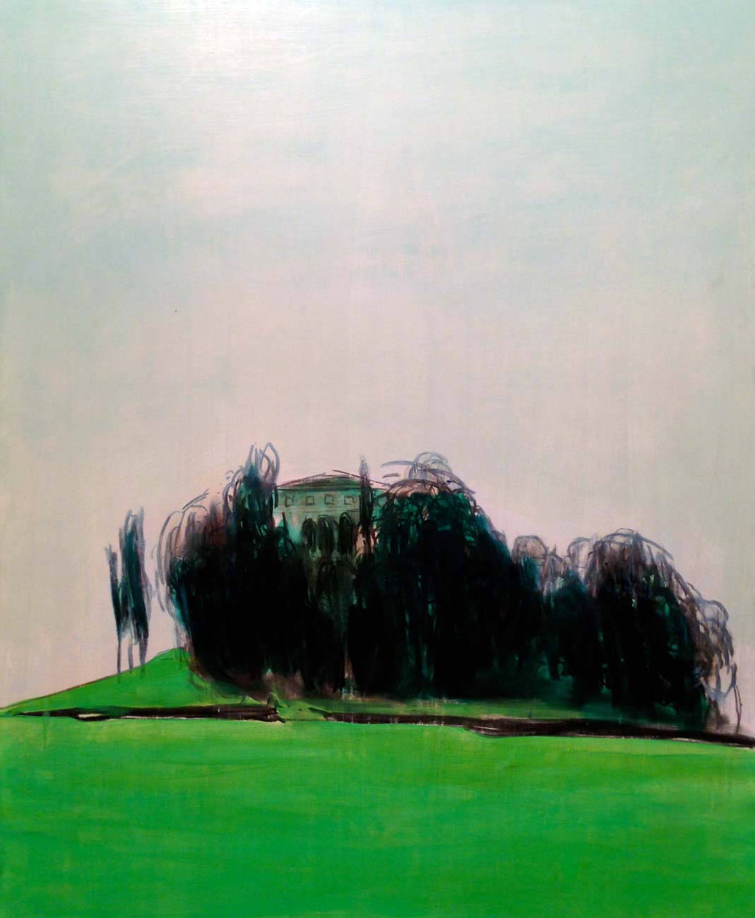 Chiara Lera - Absolute green, 100 x 80 cm, olio e combustione su tavola, 2013
