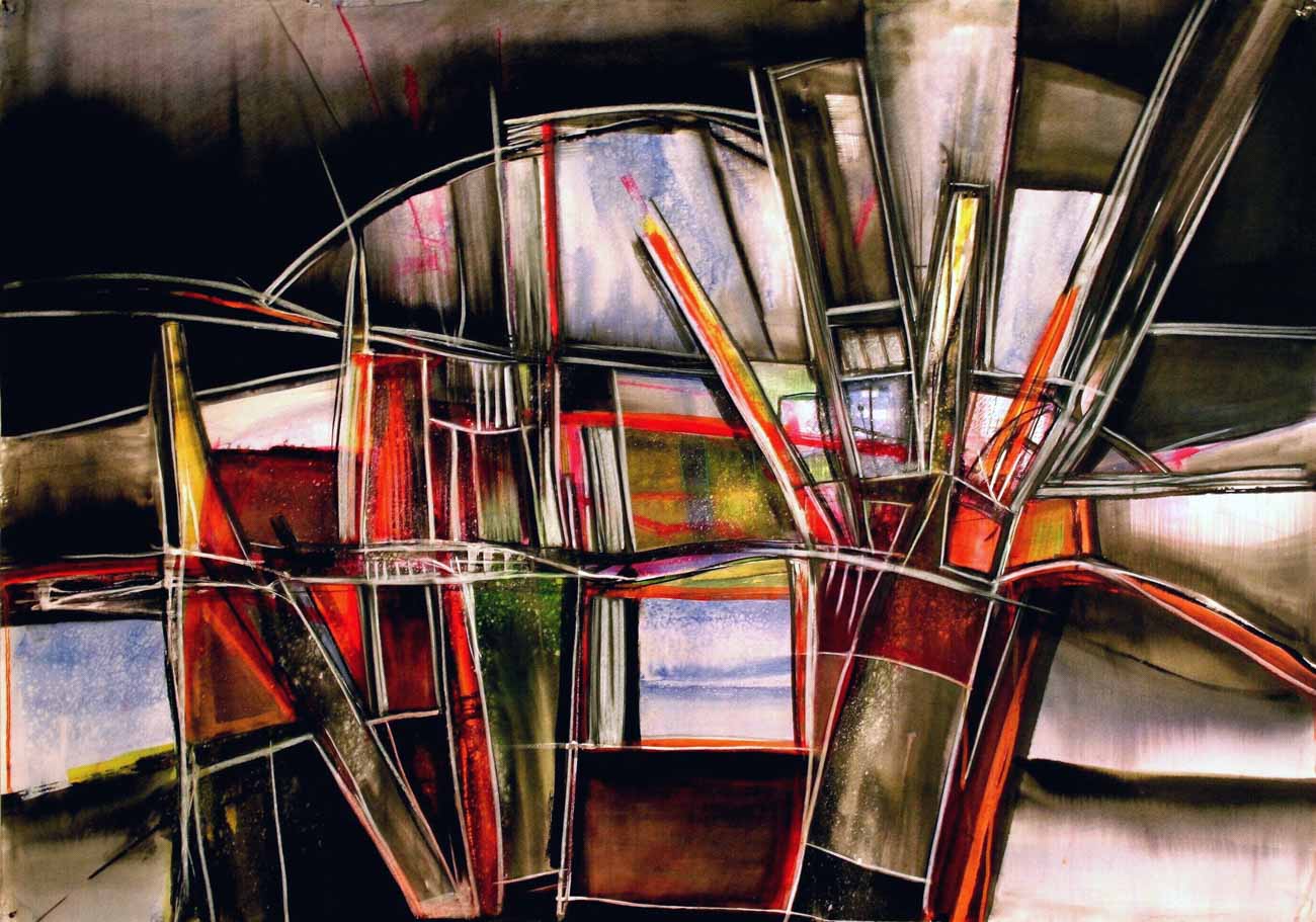 Fabio Sciortino - Chaotic landscape - 2008 - cm 85x120 - tecnica mista su carta