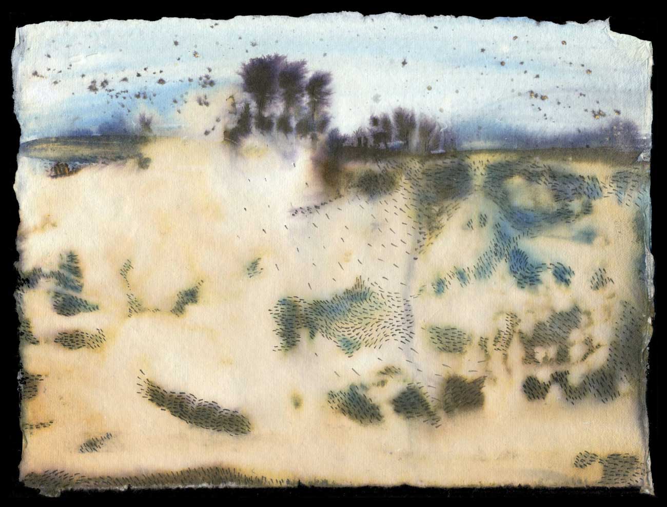 Fabio Sciortino - Landscape - inchiostri e varechina su carta fatta a mano di Amalfi - cm 29X20 - 2011