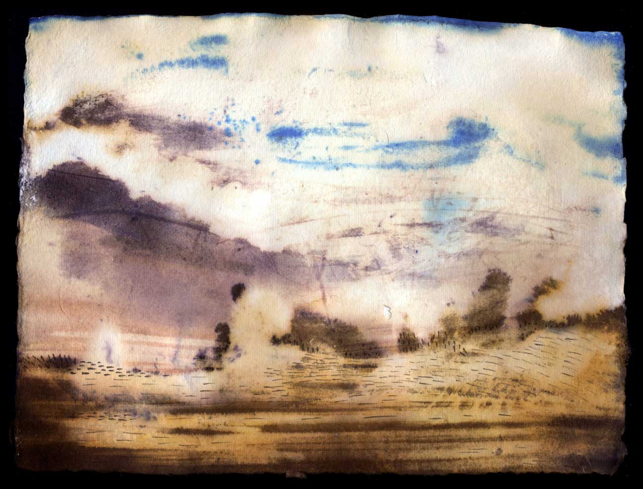Fabio Sciortino - Landscape - inchiostri e varechina su carta fatta a mano di Amalfi - cm 29X20 - 2011